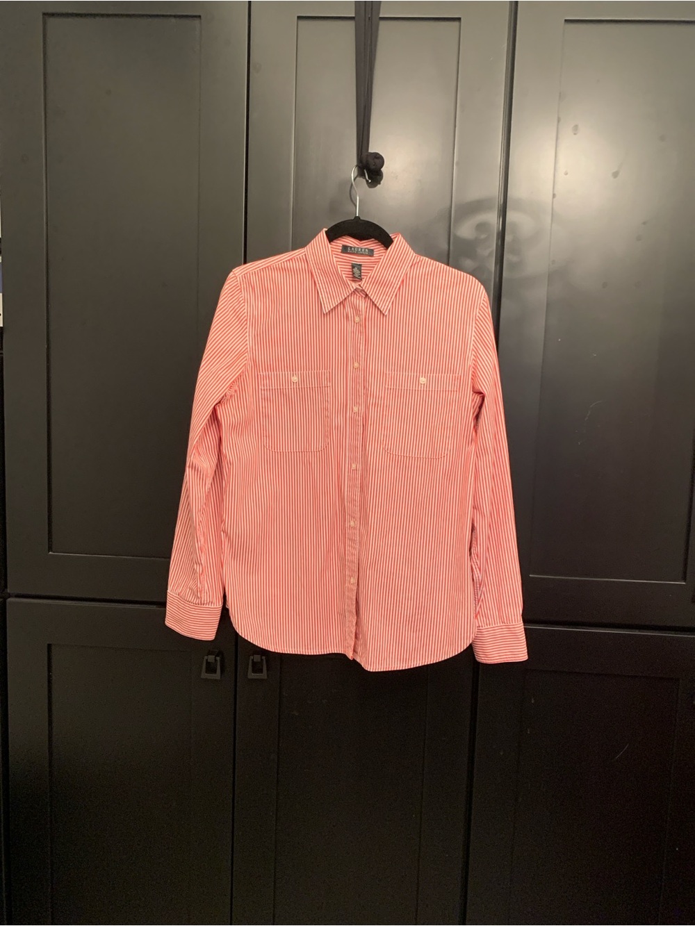 Women’s Ralph Lauren Red and White Striped Shirt M